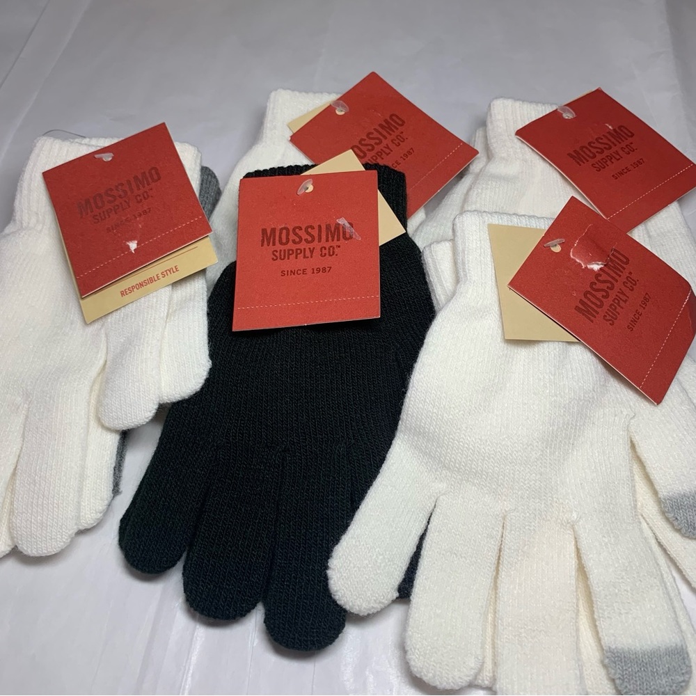 Mossimo Supply Co. Black, Gray and White Knit Gloves Pack of 6